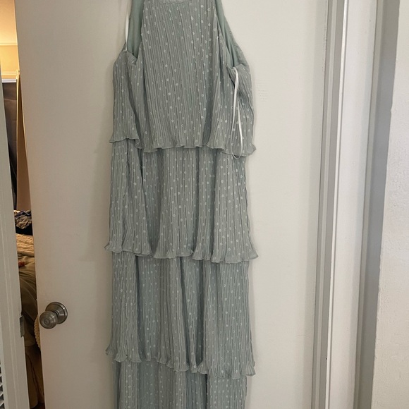 Arose Studio Lauren Tiered Swiss Dot Chiffon Dress - Sage, Size Large - Picture 2 of 2